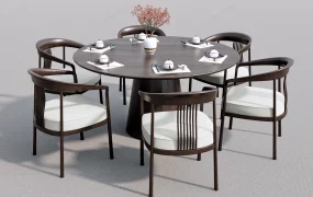 Round Wood Dining Table Set