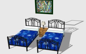 Vintage Black Iron Twin Beds