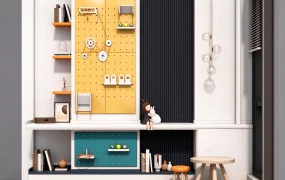 Modern Playful Kids Wall Storage & Activity Desk SketchUp 3D Model