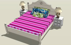 Retro Bed with Nightstands