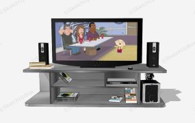 Old Console Tv With Side Speaker