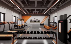 Orange And Grey Gym Design