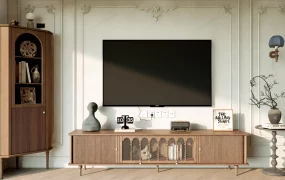 Antique Style TV Stand & Accent Wall