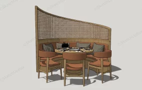 Round Wood Booth Seating