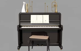 Classic Upright Piano And Bench