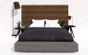 Platform Bed With Wooden Headboard