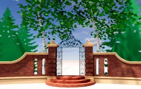 Red Brick Wall And Gate