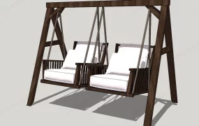 Double Seat Wooden Porch Swing