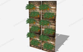 Rustic Wood Wall With Planter