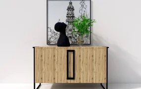 Modern Industrial Wood Console Table SketchUp 3D Model