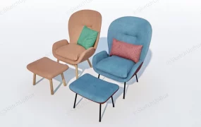 Womb Chair With Ottoman Set