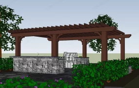 Outdoor Kitchen With Pergola