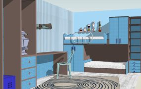 Blue Boy Room With Bunk Bed Idea