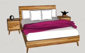 Rustic Wood Bed And Nightstand Set