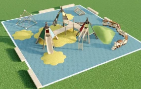 Timber Teepee Outdoor Playground Set SketchUp 3D Model