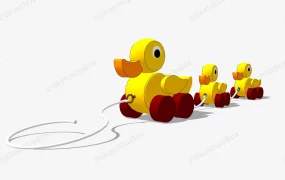 Wooden Pull Toy Baby Duck