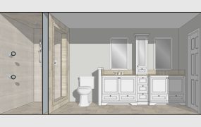 Rectangular Bathroom with Shower Layout Idea