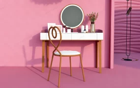 Makeup Vanity With Mirror And Chair