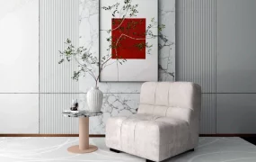 Fabric Chair & Accent Table Set