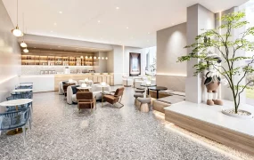 Modern Bright And Stylish Cafe Interior