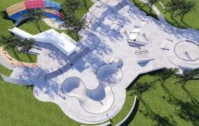 Multi Zone Concrete Skatepark And Bike Plaza SketchUp 3D Model
