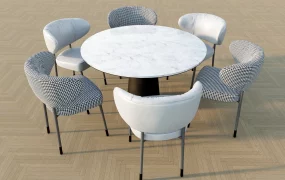 7 Piece Round Marble Dining Set