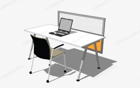 White Computer Desk With Privacy Screen