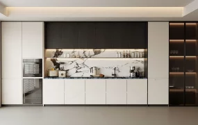 Minimalist Built In Wet Bar Area Cabinetry
