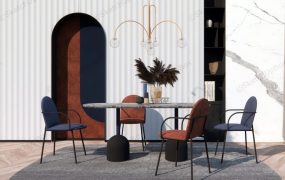 Marble Dining Set Accent Wall Idea