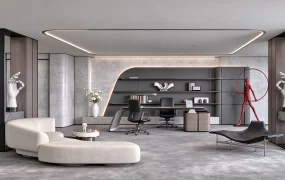 Futuristic Executive Office & Lounge Suite SketchUp 3D Model