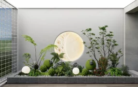 Modern Zen Indoor Biophilic Garden Landscape SketchUp 3D Model