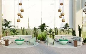 Office Reception Area With Gardening