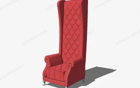 Red Velvet Tall Wingback Chair