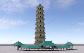 Chinese Buddha Pagoda Tower