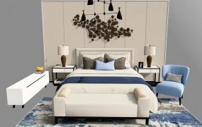 Modern Master Bedroom Furniture Suite SketchUp 3D Model