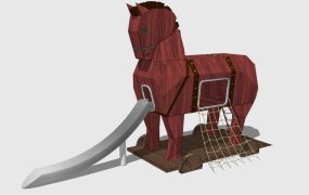 Wood Horse Climber Slide