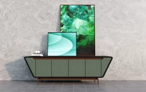 Dark Green And Black Tv Stand
