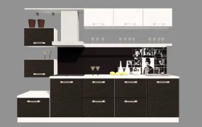 Two Tone Modern Modular Kitchen Cabinet Unit SketchUp 3D Model