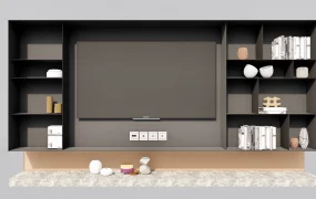 Modern Wall Mounted TV Unit With Shelving