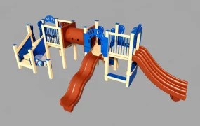 Wooden Playset With Slide