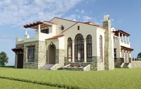 Mediterranean Spanish Villa Residence SketchUp 3D Model