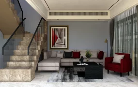Living Room With Stairs Interior Design