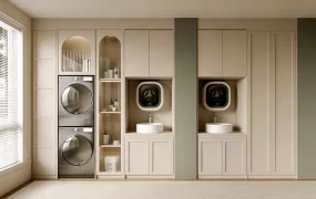 Modern Laundry Room Built In Cabinet System