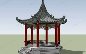 Hexagonal Chinese Garden Pavilion