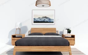 Wood Platform Bed And Nightstands