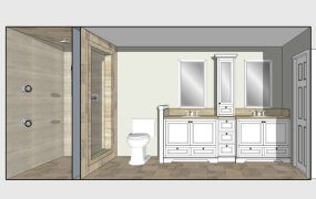 Narrow Bathroom Design with Walk-In Shower