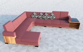 Red Fabric Sectional Sofa