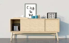 Natural Wood Sideboard Cabinet
