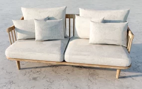 Wood Frame Loveseat Sofa