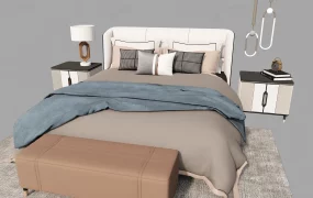Modern Upholstered Bedroom Furniture Suite SketchUp 3D Model